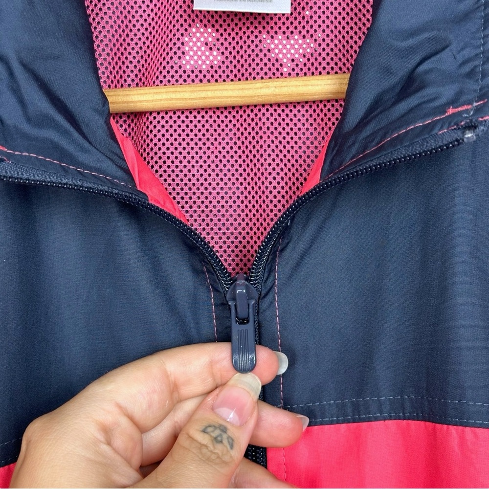 Adidas Lightweight Running Zip Up Swishy Windbreaker Gym Track Jacket Pink Blue - Picture 4 of 14